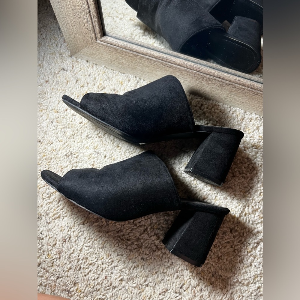 Nature Breeze Black Mule Heel Sandal Womens Size 10